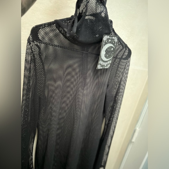 Killstar Neo-Nyx Masked Fishnet Long Sleeve Black Dress XXL NEW! - Picture 5 of 5